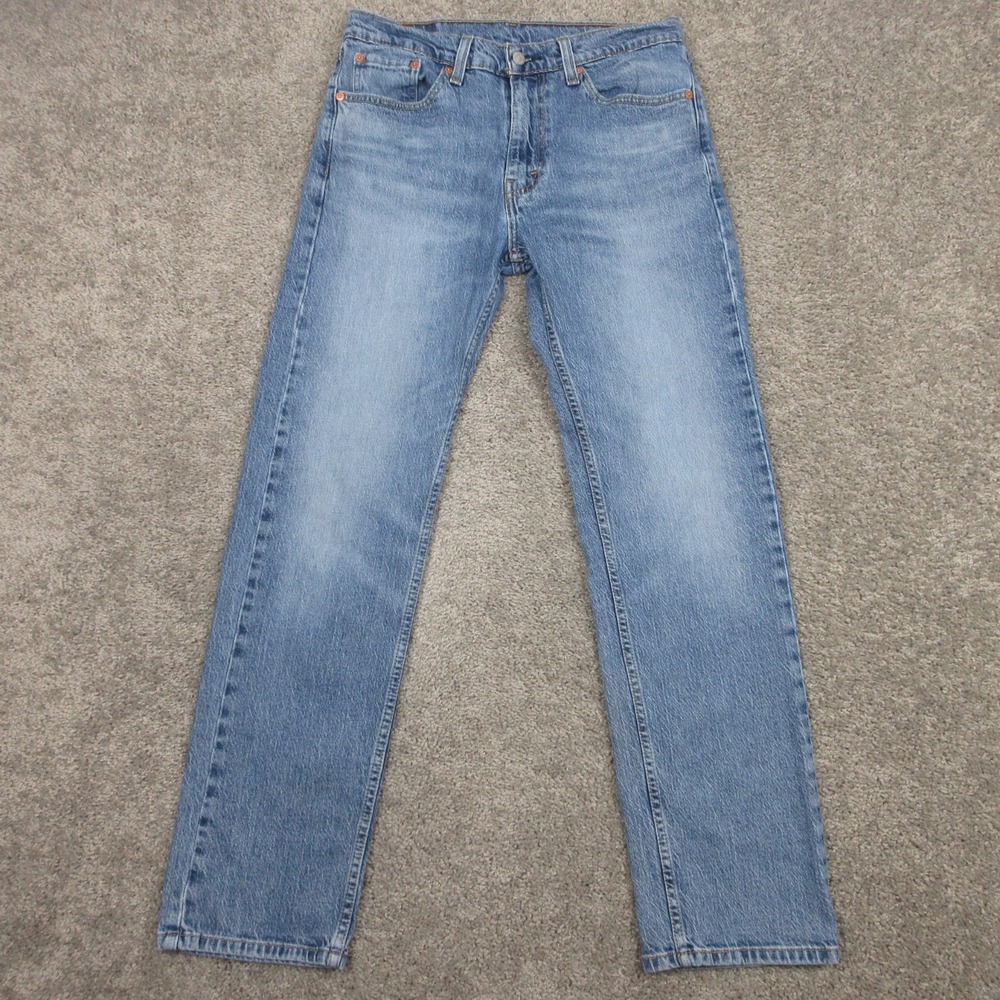 Levis Jeans Mens 32x32 Blue 505 Regular Straight Faded Whisker Flex Denim Pants